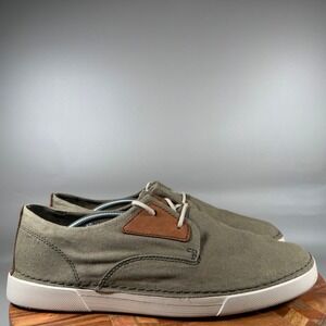 Clarks Collection Mens 13 Olive Green Canvas Extreme Comfort Boat Shoes 26171669